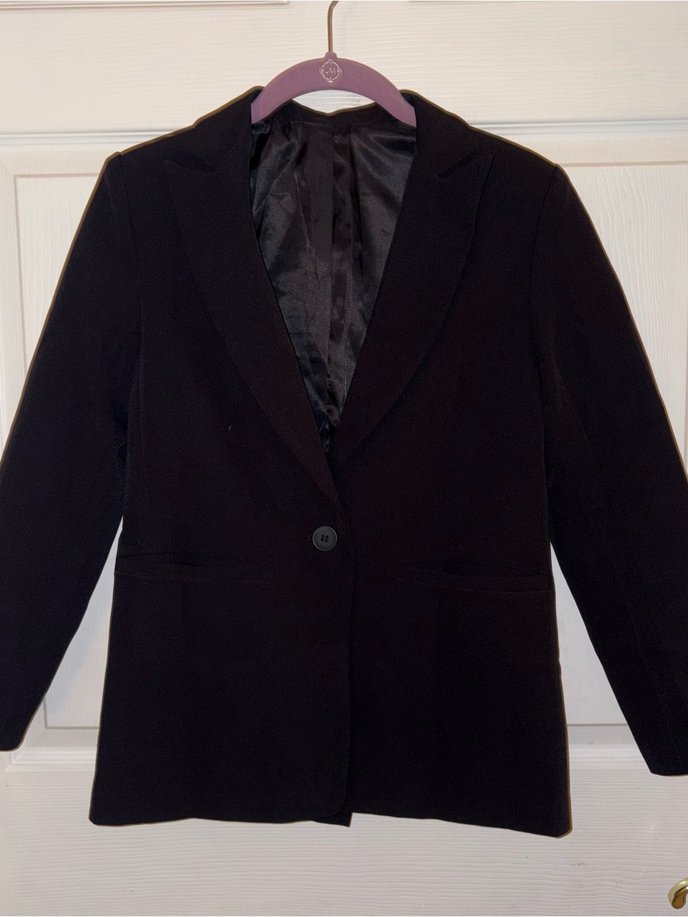 Girls’ Black Blazer Jacket Notch Lapel One-Button Lined Polyester